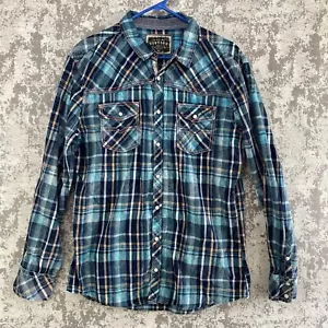 BKE Vintage Shirt Herren Extra XL maßgeschneiderte Passform blau kariert Druckknopf Kragen Spitze Tasche - Bild 1 von 14