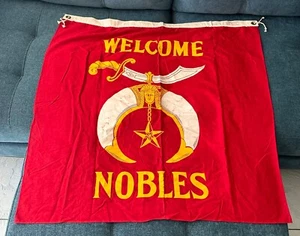 Vintage Mason Welcome Nobles Mystic Shrine Banner Dettras Flag Freemasonry - Picture 1 of 17