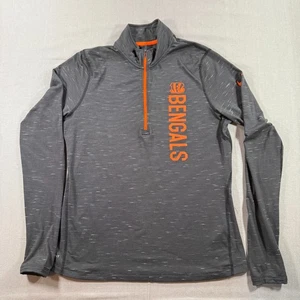 Nike Cincinnati Bengals Quarter Zip Pullover Womens Large Gray Dri Fit Stretch - Picture 1 of 11