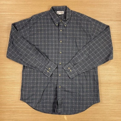 Vintage Reunion Menswear Shirt Mens Medium Blue Gray Tone Geometric 90s 80s Y2K - Image 1 of 4