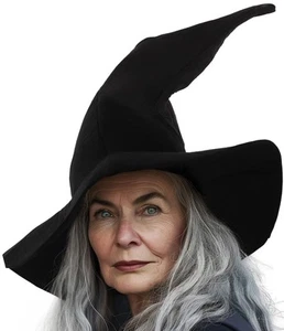 Black Witch Hat Adult Wizard Hat Sorcerer Accessories Halloween - Picture 1 of 7