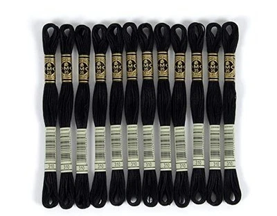 DMC 6-Strand Embroidery Cotton Floss - Black - 12/Pkg - Image 1 of 3