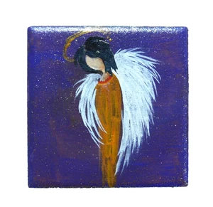 Ángel de Protección Brillo Cambio de Color en Azulejo Cerámico Imán Arte por Rain Crow - Imagen 1 de 4