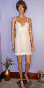 Charming Oscar de La Renta Pink Label Fluffy Wht Chiffon Babydoll Nightie, XL - Picture 1 of 8