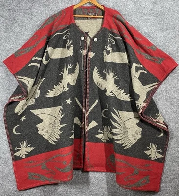 VINTAGE 90s Double RL Ralph Lauren Wool Blanket Cape Poncho Southwestern Navajo - Image 1 of 4