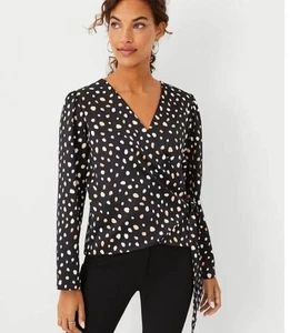 NWOT Ann Taylor Puff Sleeve/Animal Print Wrap Blouse | Women’s Size Medium - Picture 1 of 13