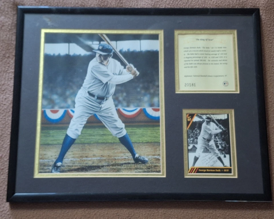 BABE RUTH 1992 Kelly Russell Studios LtdEd FRAMED COLOR LITHOGRAPH & SPORTS CARD - Image 1 of 4