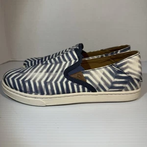 OluKai Pehuea Pa'i Indigo/Bianco sporco Scarpe Slip-On Casual Sneakers Donna Tg 7 - Foto 1 di 14