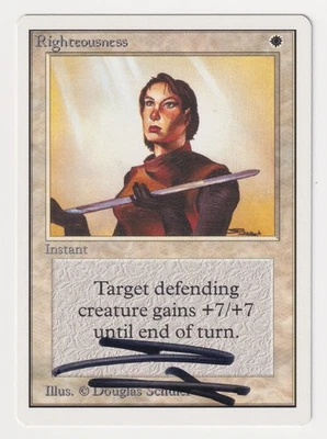 Signed Righteousness MP Unlimited Artist Douglas Shuler 1993 WOTC MTG Magic Rare - Image 1 of 2