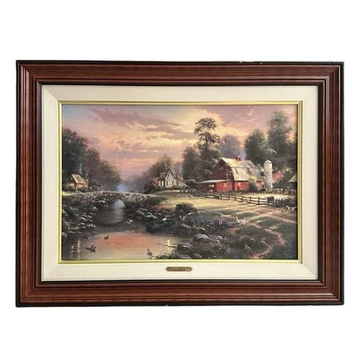 Thomas Kinkade Sunset at Riverbend Farm lienzo 18x27 (enmarcado) S/N 1371/4950 Foto 1 de 4