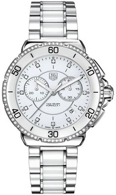 Reloj Tag Heuer Formula 1 esfera blanca acero diamante/cerámica para dama 41 mm CAH1213 Foto 1 de 4