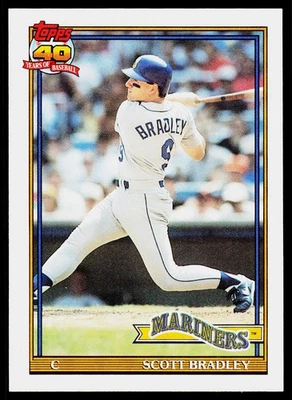 Scott Bradley, 1991 Topps, #38, Seattle Mariners, - Image 1 of 2