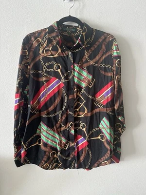 Lauren Ralph Lauren 女式 XL 马术马位 Bridle 纽扣衬衫 — 第 1/4 张图片