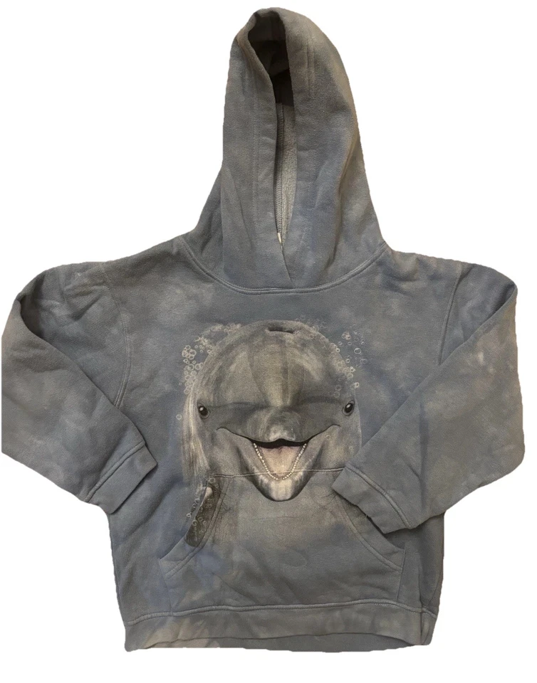 Sudadera con capucha The Mountain 2012 para niños talla pequeña bolsillo frontal azul delfín Foto 1 de 4