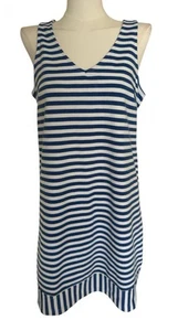 Old Navy Blue White Striped V-Neck Sleeveless Dress Women's Sz M - Picture 1 of 9