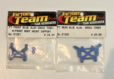 Team Associated RC18T Front & Rear Shock Towers Blue Aluminum ASC21221, ASC21222 - Image 1 of 3