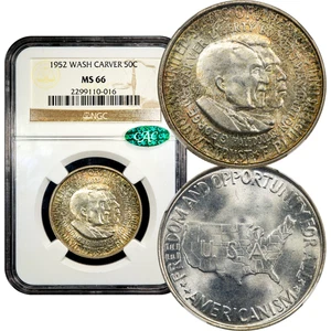 1952 Washington-Carver Commemorative Half 50c NGC MS66 CAC - Picture 1 of 5