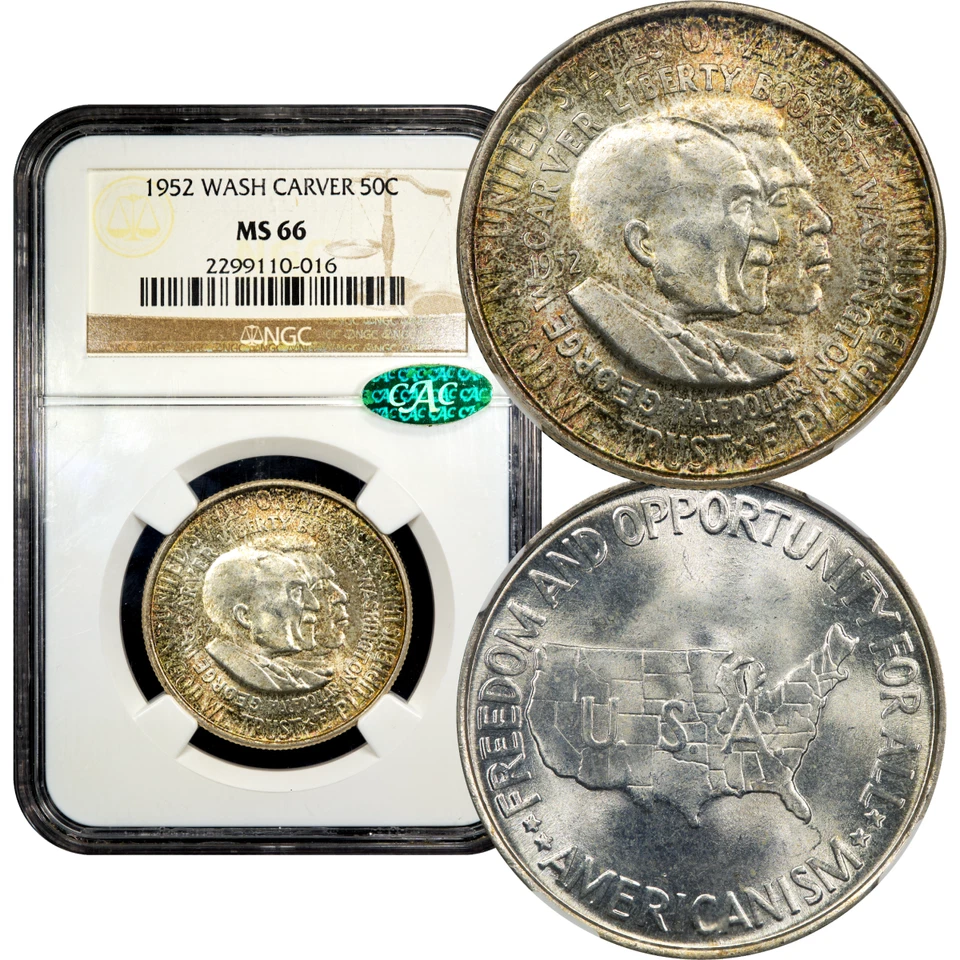 1952 Washington-Carver Commemorative Half 50c NGC MS66 CAC - Image 1 of 4