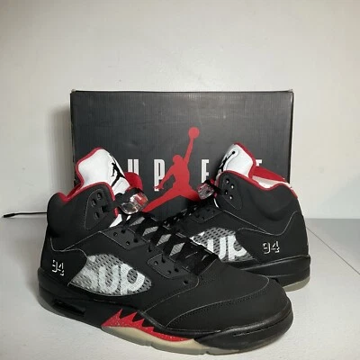 Nike Air Jordan 5 Supreme Black Mens Basketball Shoe Size 12 New In Box 2015 - Image 1 of 4