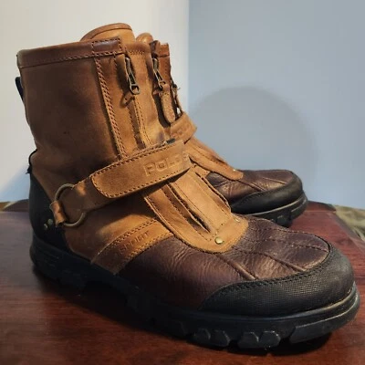 DE COLECCIÓN Polo Sport Ralph Lauren 11D Botas Cuero Pato Hebilla Cremallera Motociclista AAM19993 Foto 1 de 4