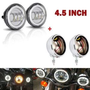 4.5" Fog Passing Light Lamp W/Housing Bucket For Harley XL Sportster 1200 883 - Picture 1 of 12