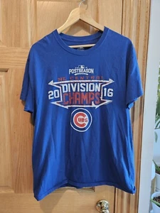 MLB Chicago Cubs 2016 Postseason NL Central Division Champs Large Cotton T-Shirt - Picture 1 of 3