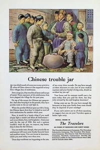 VINTAGE 1940s Print Ad ~ The Travelers Insurance ~ Chinese Trouble Jar... - Picture 1 of 1