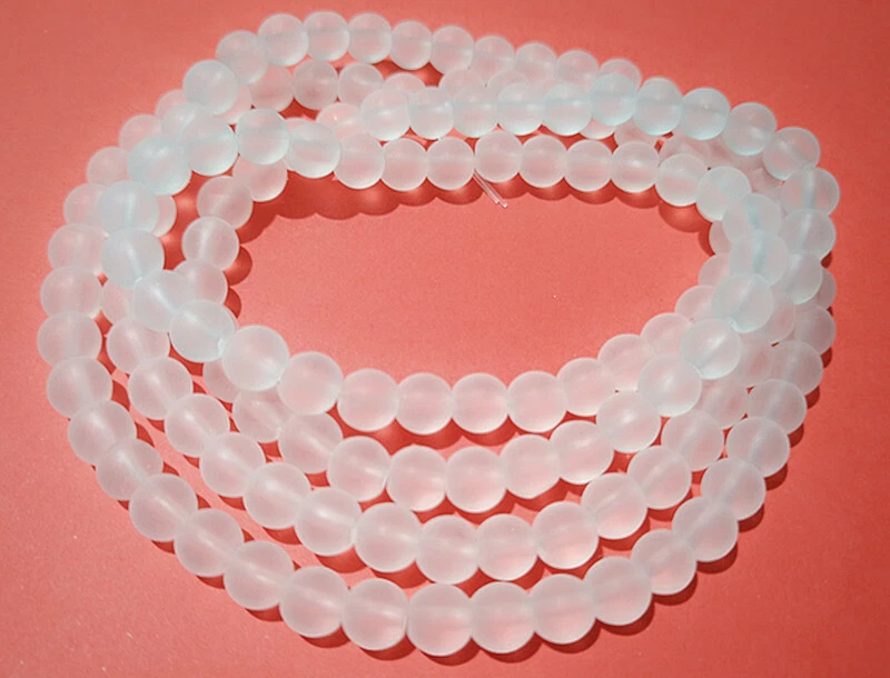 1filo/140pz perline tondo  in vetro trasparente satinato opaco 6mm bijoux - Immagine 1 di 1