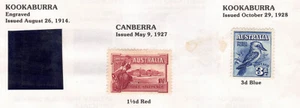 AUSTRALIAN STAMPS - 1927 & 28 CANBERRA & 3d BLUE KOOKABURRA PRE DECIMAL - Picture 1 of 1
