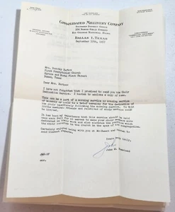 Vintage 1957 Consolidated Millinery Company Letter - Imagen 1 de 5