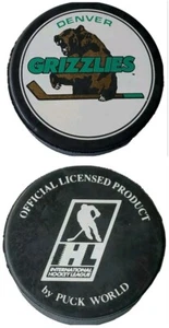 DENVER GRIZZLIES VINTAGE OFFICIAL IHL HOCKEY PUCK BY PUCK WORLD - CZECH REPUBLIC - Picture 1 of 5