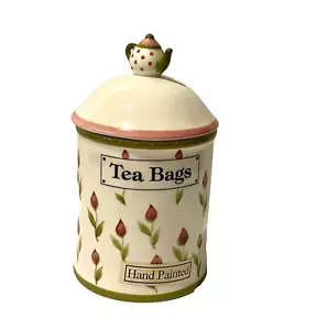Martinvale Ceramic Tea Bag Canister Storage Jar Hand Painted Greg M Vale 26cm - Picture 1 of 7
