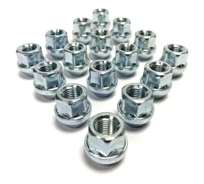 16x M12 x 1.5, 19mm Hex, Tapered Seat,Open Alloy Wheel Nuts (Silver) Ford Fiesta - Image 1 of 4