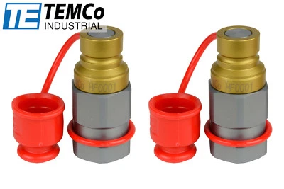 TEMCO 2x 1/2" NPT Male Hydraulic Flat Face Quick Coupler Skid Steer Bobcat ISO 16028