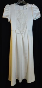 Vtg Girls Size 10 First Communion Formal Dress Ankle Length White Satin RN21386 - Picture 1 of 9