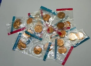 1990-1999 P D Lincoln Memorial Cent BU Mint Cello Run Decade 20 Penny Coin Set - Picture 1 of 1