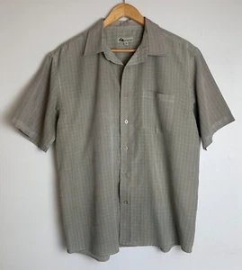 QUARTERBACK Mens Short Sleeve Button Up Collared Beige Check Shirt Size L - Bild 1 von 3