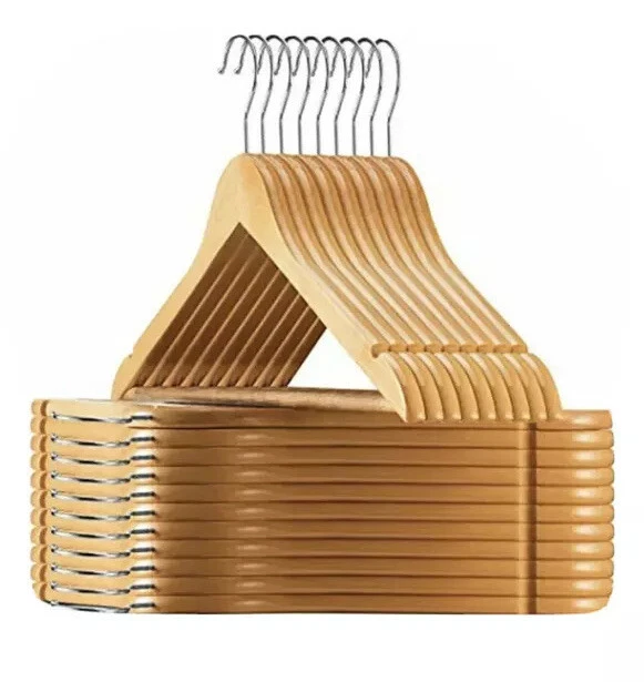 Wooden Hangers High Grade (30 PACK) Solid Wood Coat Hanger With Cut Notches - Image 1 of 4