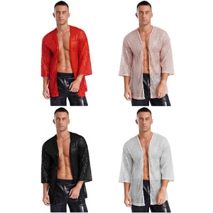 Mens Outwear Sissy Jackets Stylish Tops Wedding Clubwear See Through Sparkly - Picture 1 of 52