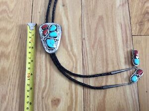 Vintage Zuni New Mexico Effie C. Signed Silver Turquoise 2.5" Inch Bolo Toe