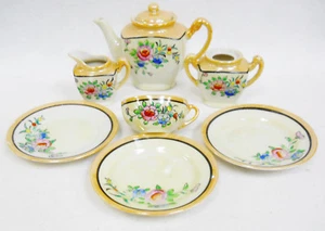 Vintage Hand Painted Lusterware Toy Dishes Tea Set  Floral Motif 8 pcs - Picture 1 of 7