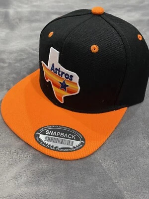 Throwback Astros Old School Classic Logo Orange & Black Snapback Hat Cap NEW!