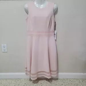Calvin Klein Kleid ärmellos Cocktail Party rosa Netzsaum Fit Flare Neu mit Etikett Gr. 10 - Bild 1 von 12