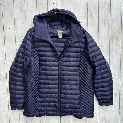 Duluth Trading  Down Jacket Mens XL Navy Pertex Quantum Hooded 100% Nylon Puffer - Image 1 of 4