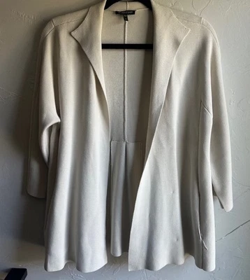 Cárdigan Eileen Fisher Frente Abierto Seda/Algodón Marfil Talla M Niña Limpia Minimalista Foto 1 de 4