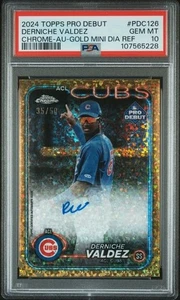 2024 Topps Pro Debut Derniche Valdez Gold Mini Diamond Auto /50 Cubs PSA 10 - Picture 1 of 2
