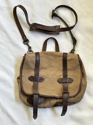 Bolsa de campo encerada FILSON bronzeada alça de ombro fivelas lona carteiro vintage - Imagem 1 de 4