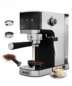 WHALL Touchscreen Espresso Machine 20 Bar, W/ Milk Frother Steam Wand, SSteel - Picture 1 of 8