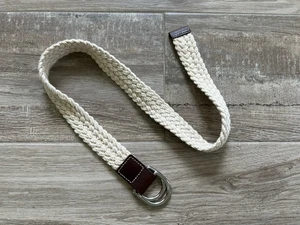 Gap Ivory Cotton Braided Belt w/ Leather & D Ring Buckle Boys sz S/M 30.5” long - Picture 1 of 6