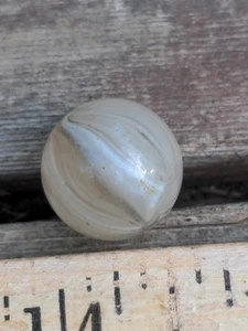 Vintage White Lines Glass Marble Shooter 5/8" Hobby Collectible Clear - Picture 1 of 10
